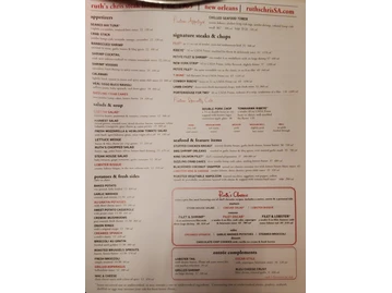 Ruth's Chris Steak House menu photo