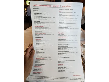 Ruth's Chris Steak House menu photo