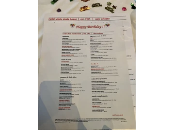 Ruth's Chris Steak House menu photo