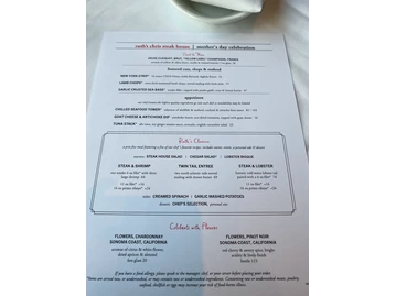 Ruth's Chris Steak House menu photo