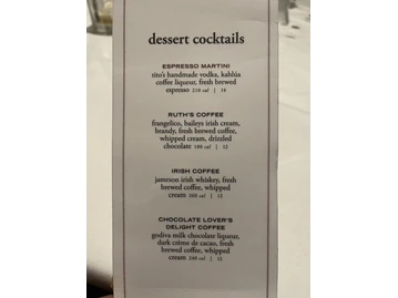 Ruth's Chris Steak House menu photo