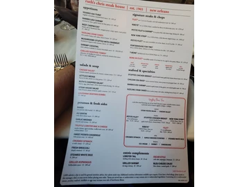 Ruth's Chris Steak House menu photo