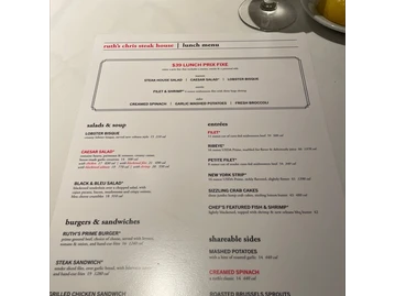 Ruth's Chris Steak House menu photo