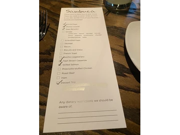 Sambuca menu photo