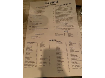 Sapori Trattoria menu photo