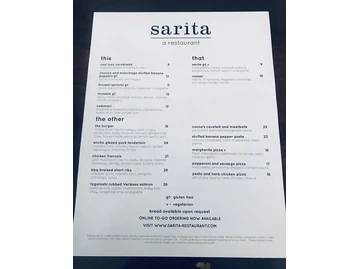 Sarita a Restaurant menu photo