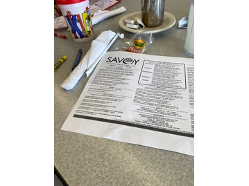 Savoy menu photo