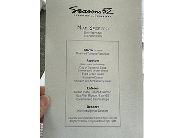 Seasons 52 menu photo