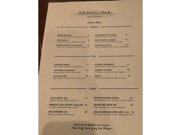 Semolina Restaurant menu photo