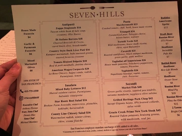 Seven Hills menu photo
