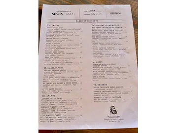 Seven Lamps menu photo