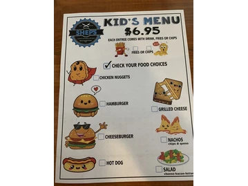 Shep's menu photo