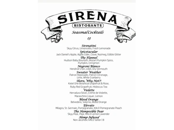 Sirena Ristorante menu photo