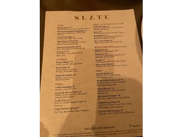 Slate Restaurant menu photo