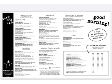 Snow City Cafe menu photo
