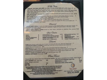 Sol Y Luna menu photo
