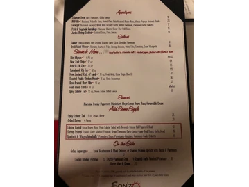 Son'z Steakhouse menu photo