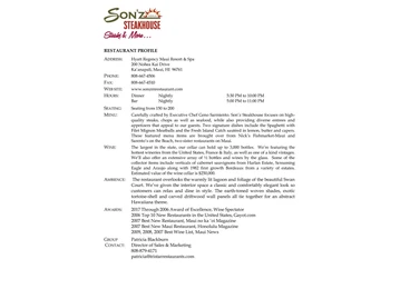Son'z Steakhouse menu photo