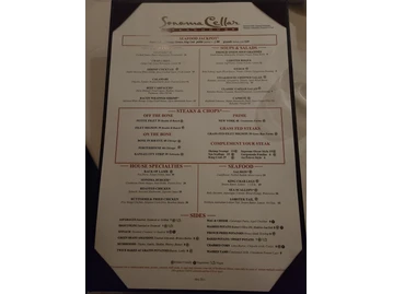 Sonoma Cellar menu photo