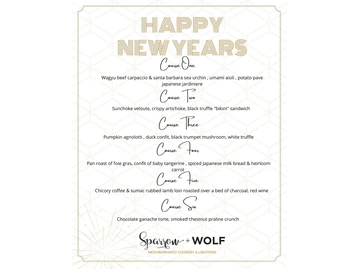 Sparrow + Wolf menu photo