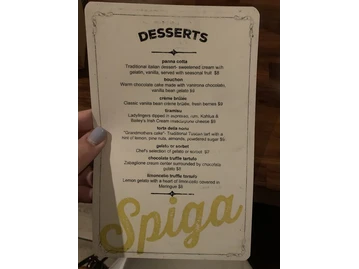Spiga Cucina Italiana menu photo