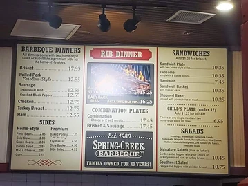 Spring Creek Barbeque menu photo