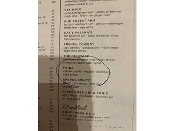 STK Steakhouse menu photo