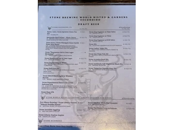 Stone Brewing World Bistro & Gardens - Escondido menu photo