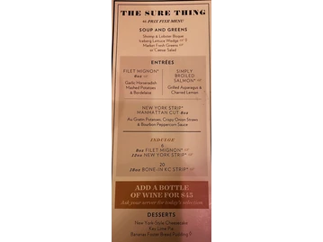 Sullivan's Steakhouse menu photo