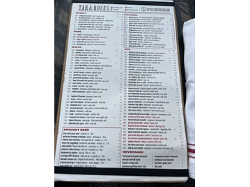 Tar & Roses menu photo