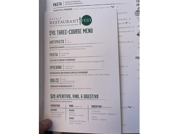 Terra at Eataly L.A. menu photo