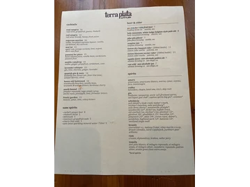 Terra Plata menu photo