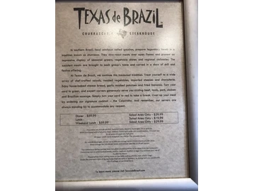 Texas de Brazil menu photo
