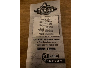 Texas Roadhouse menu photo