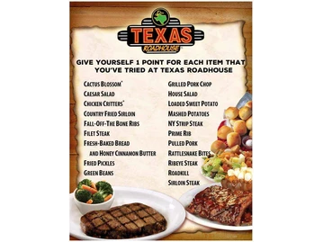 Texas Roadhouse menu photo