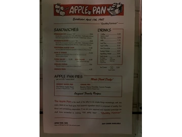 The Apple Pan menu photo