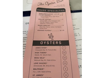 The Darling Oyster Bar menu photo
