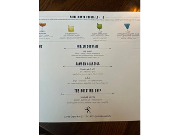 The Dawson menu photo