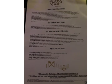 The Drake in Laguna Beach menu photo