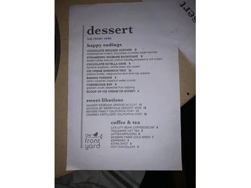 The Front Yard menu photo
