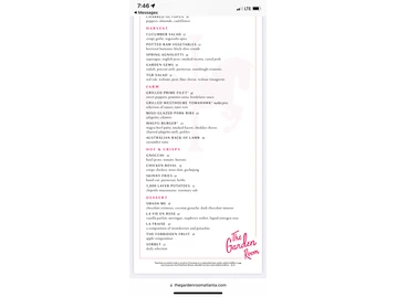 The Garden Room menu photo