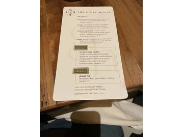 The Guild House menu photo