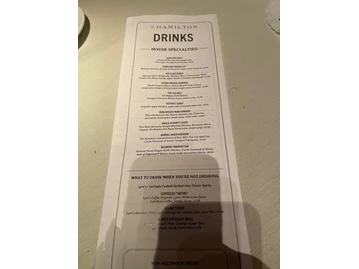 The Hamilton menu photo