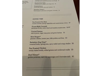 The Hive menu photo