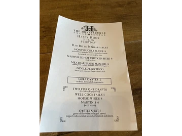 The Honeysuckle menu photo