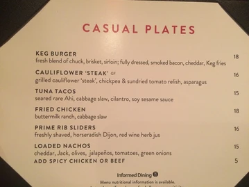 The Keg Steakhouse + Bar - South Edmonton Common menu photo