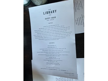 The Library - inspired by the George Peabody Library menu photo