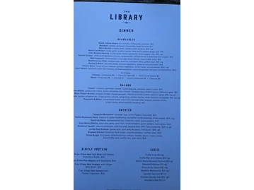 The Library - inspired by the George Peabody Library menu photo