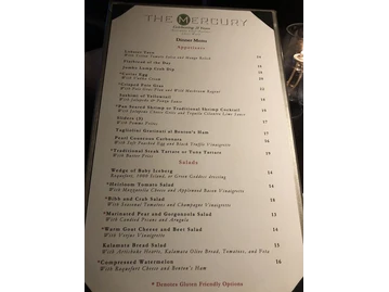 The Mercury menu photo