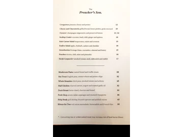 The Preacher's Son menu photo